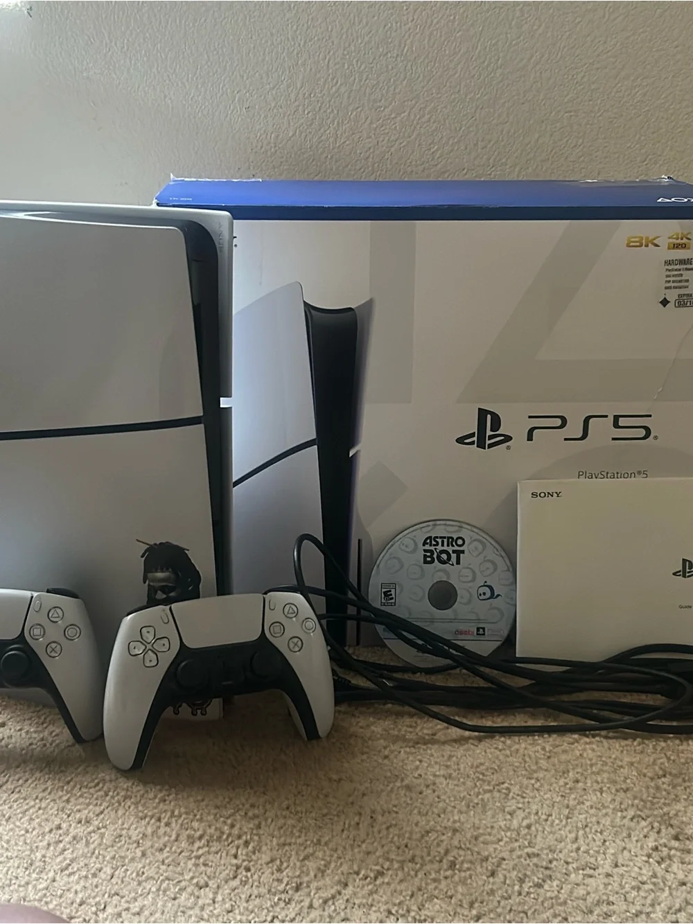 Sony PS5 Console Bundle in White, Two DualSense Controllers, Astro Bot CD.